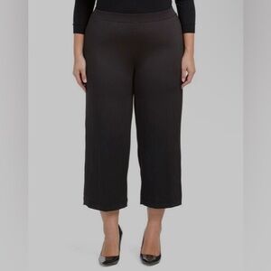 Anne Klein Pants NWT 2XL Black Shiny Cropped Wide Leg Career Holiday Pull On
